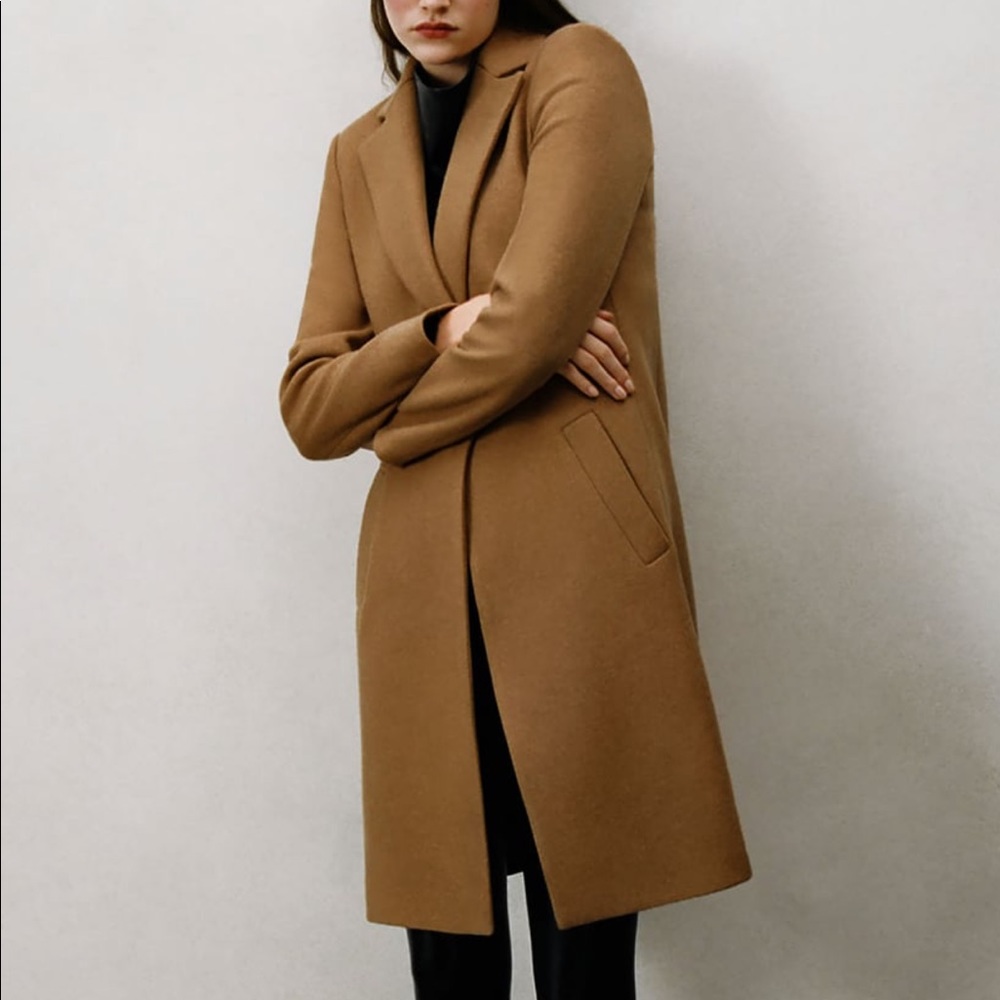 Zara taupe brown wool blend coat